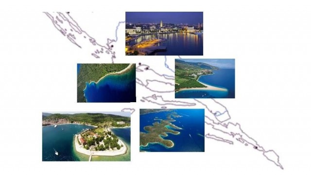 Panoramic flight Dalmatian islands from Sinj (Split) and island Brač
